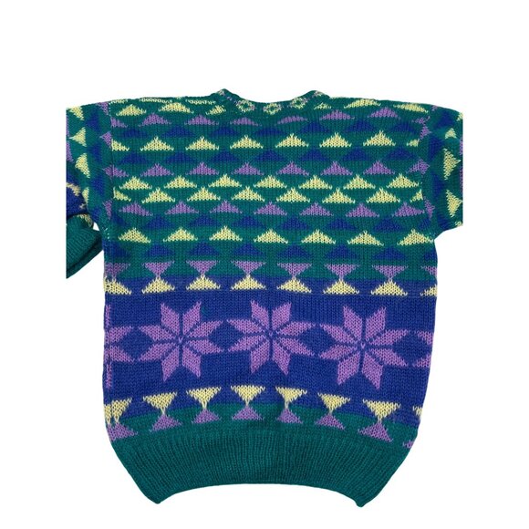 Vintage Gallagher Geometric Pattern Mohair & Acrylic Sweater Large Retro‎ Aqua - Picture 4 of 4